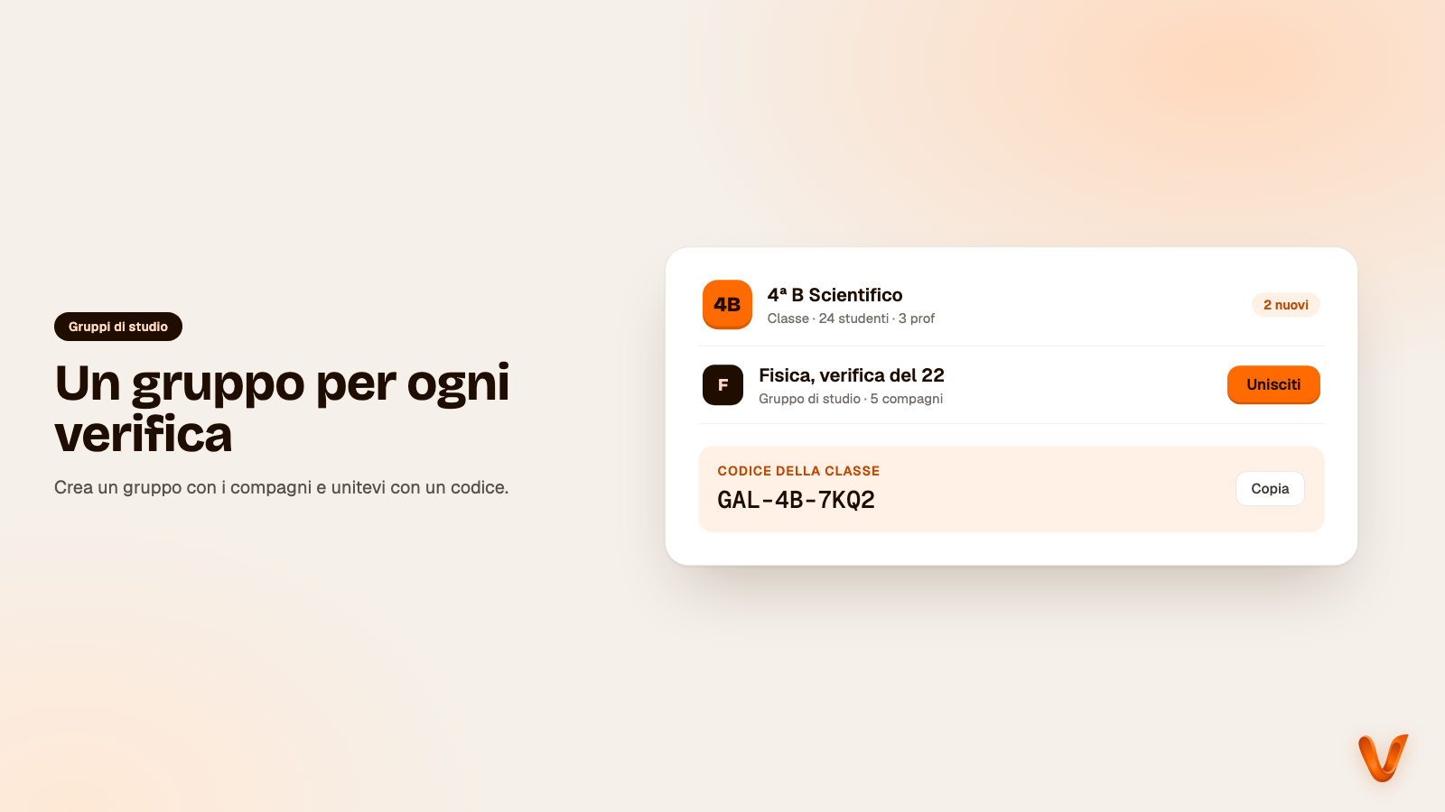 Anteprima di un gruppo di studio con codice di invito